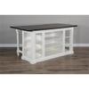 Pemberly Row 71.5" x 38" Farmhouse Wood Kitchen Island with Adjustable Shelves, Ample Storage Space, in White & Dark Brown Finish view 4