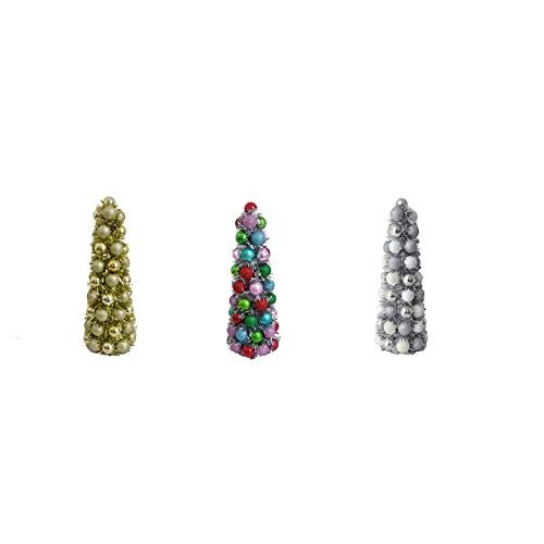 FC Young Glitter Ball Cone Tree Tabletop Decor Indoor Christmas Decor - Total Qty: 1