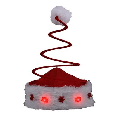 blinkee Silly Springy Red Christmas Tree Santa Hat with Flashing Snowflakes