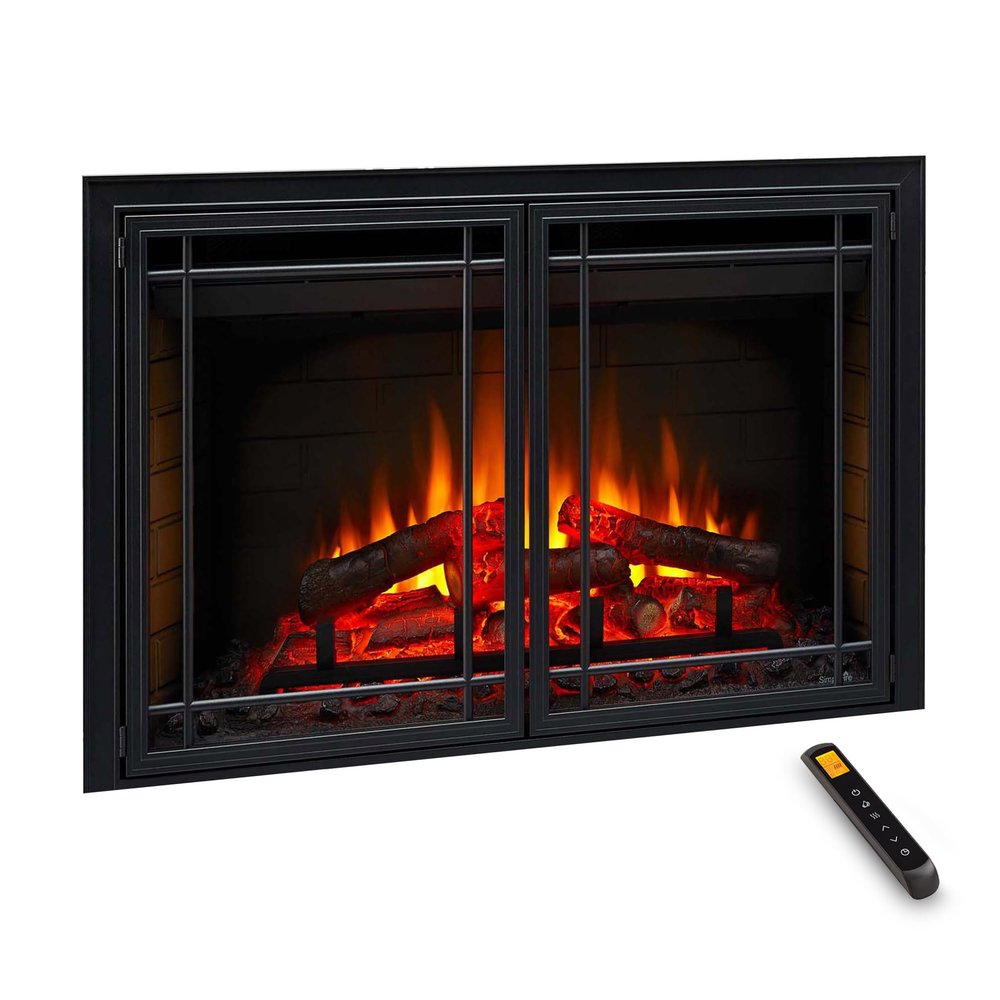 SimpliFire 30-Inch Built-in Electric Fireplace with Mission Door Front (SF-INS30-FT-MISSION-30)