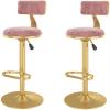 ZDXY Barstools Set of 2 Bar Stools Adjustable Swivel Bar Stools Modern Velvet Barstool Chairs with Back/Metal Base Contemporary Dining Padded Chairs for Kitchen Pub Bar Breakfast Dining Stools view 1