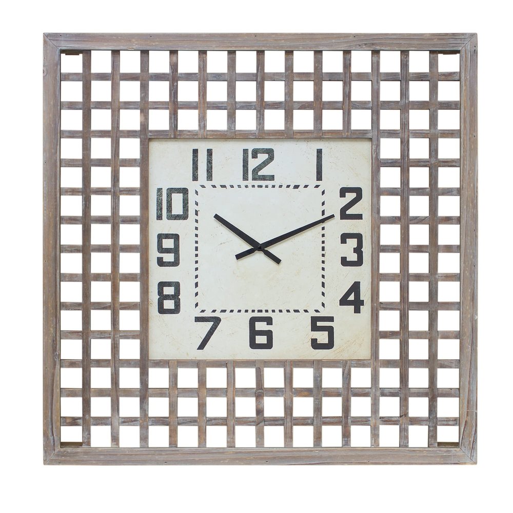 Melrose International Lattice Wood Wall Clock 29.5" SQ