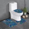 3 Piece Bath Mat Set Abstract Gold Glitter Veins Blue Marble Bathroom Rug Non Slip Shower Rugs Extra Soft and Water Absorbent Floor Mats Toilet Contour Mat Lid Cover view 1