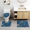 3 Piece Bath Mat Set Abstract Gold Glitter Veins Blue Marble Bathroom Rug Non Slip Shower Rugs Extra Soft and Water Absorbent Floor Mats Toilet Contour Mat Lid Cover view 2