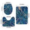 3 Piece Bath Mat Set Abstract Gold Glitter Veins Blue Marble Bathroom Rug Non Slip Shower Rugs Extra Soft and Water Absorbent Floor Mats Toilet Contour Mat Lid Cover view 3
