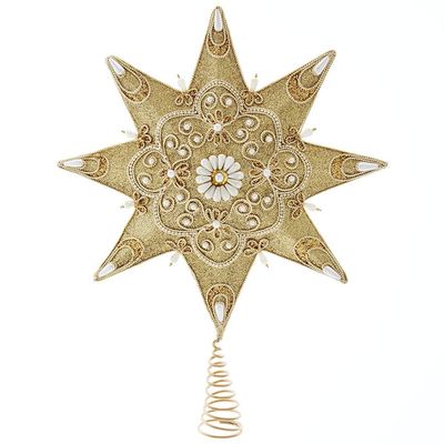 16-Inch 8-Point Pearl and Gold Shimmer Star Treetop