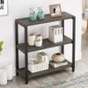 EXCEFUR Bookshelf and Bookcase, 3 Tier Vintage Shelf for Office, Rustic Wood and Metal Book Shelves, Grey view 1
