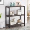 EXCEFUR Bookshelf and Bookcase, 3 Tier Vintage Shelf for Office, Rustic Wood and Metal Book Shelves, Grey view 3