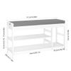HIFIT Bamboo Shoe Bench Rack with Storage, 2-Tier Entryway Storage Bench with Padded Seat, 36 in Shoe Oiganizer Shelf for Entryway Mudroom Bathroom Hallway, White view 2