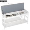 HIFIT Bamboo Shoe Bench Rack with Storage, 2-Tier Entryway Storage Bench with Padded Seat, 36 in Shoe Oiganizer Shelf for Entryway Mudroom Bathroom Hallway, White view 3