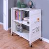 HOMES: Inside + Out Rolling Ridge Industrial 2 Shelves Metal Mobile Foldable 30 in. Bookcase with Wheels for Living Room, Bedroom, Home Office, White view 2