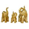 Urban Designs Luck and Wisdom Elephant Trio Collectible Statue Figurine - Gold view 1