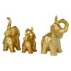 Urban Designs Luck and Wisdom Elephant Trio Collectible Statue Figurine - Gold view 4