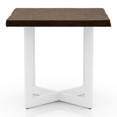 HOMES: Inside + Out Kennywood Modern Wood and Metal 22 in. Square End Table for Living Room, Bedroom, Oak and White