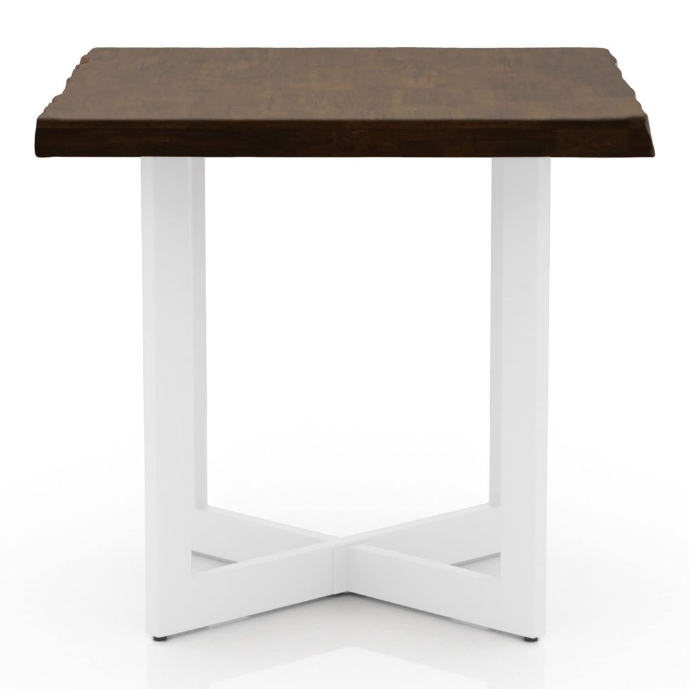 HOMES: Inside + Out Kennywood Modern Wood and Metal 22 in. Square End Table for Living Room, Bedroom, Oak and White