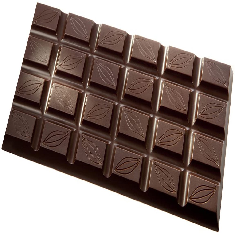Chocolate World CW2398 Polycarbonate Candy Mold with 3 Cacao-Bean-Tablet Cavities, Each 77mm x 156mm x 8mm High