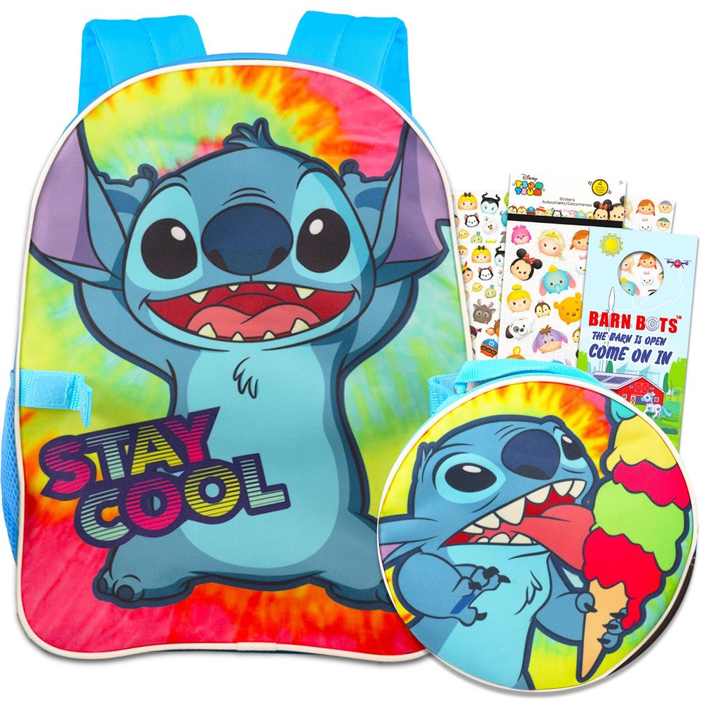 Stitch Backpack and Lunch Bag Set for Kids - Bundle with 16" Backpack, Stitch Lunch Box, Stickers, More | Lilo and Stitch School Supplies