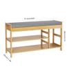 HIFIT Bamboo Shoe Bench Rack with Storage, 2-Tier Entryway Storage Bench with Padded Seat, 36 in Shoe Oiganizer Shelf for Entryway Mudroom Bathroom Hallway, Natural view 2