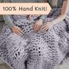 Adyrescia Chunky Knit Blanket Throw | 100% Hand Knit with Jumbo Chenille Yarn (60"x80", Lilac Gray) view 3