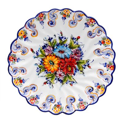 12 Inch Portuguese Ceramic Hand Painted Wall Decor Hanging Plate Made in Portugal