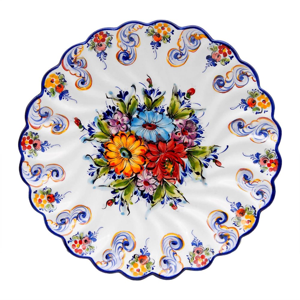 12 Inch Portuguese Ceramic Hand Painted Wall Decor Hanging Plate Made in Portugal