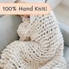 Adyrescia Chunky Knit Blanket Throw | 100% Hand Knit with Jumbo Chenille Yarn (60"x80", Cream White) view 3