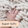 Adyrescia Chunky Knit Blanket Throw | 100% Hand Knit with Jumbo Chenille Yarn (60"x80", Cream White) view 4