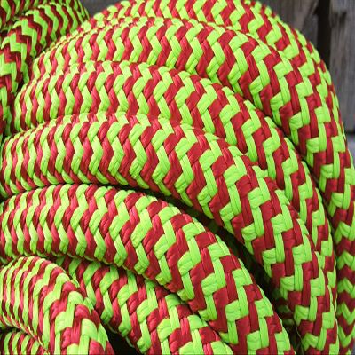 9/16 Double Braid-Yacht Braid Polyester Rope.Lime/Red Herringbone. (150)