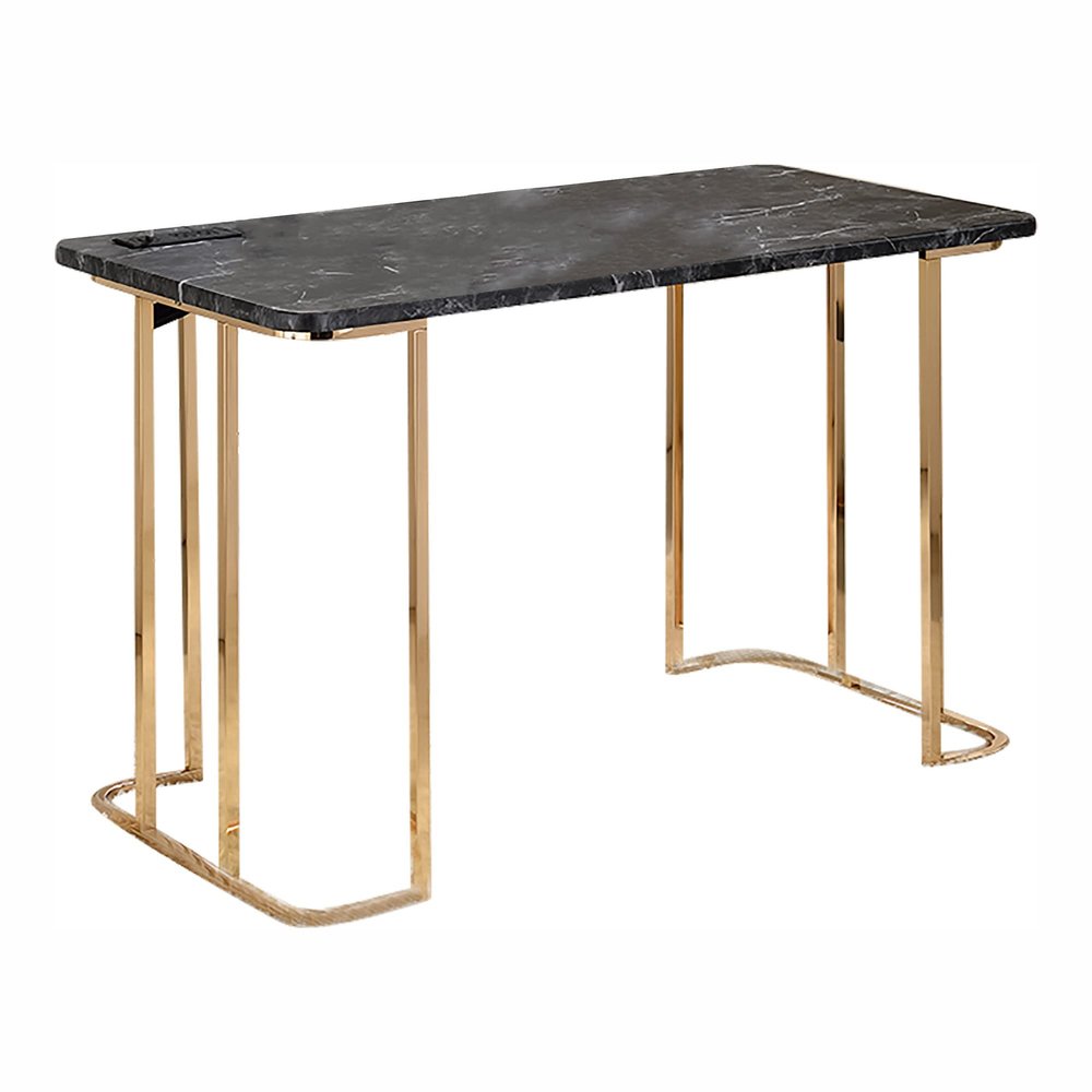 HOMES: Inside + Out Sevehills Modern Metal 48 in. Writing Desk with USB Port for Home Office, Black
