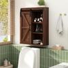 RUSTOWN Farmhouse Wood Wall Storage Bathroom Cabinet with Sliding Barn Door, Rustic Medicine Cabinet with Adjustable Shelf, 3-Tier Vintage Cabinet for Kitchen Dining, Bathroom, Living Room (Walnut) view 4