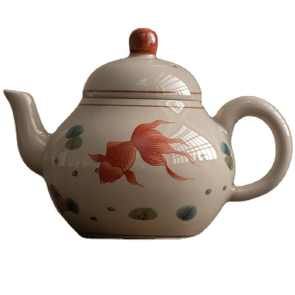 100ml Handmade Ceramic Teapot Kung Fu Tea Set Hand Painted Fish Pattern Kettle Decorate