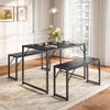 Bealife Dining Table Set for 4 with Metal Frame and MDF Board, Space Saving Kitchen Table with 2 Benches, Kitchen Table Set for Apartment, Dining Room, Breakfast Nook, Black view 2