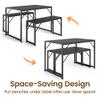 Bealife Dining Table Set for 4 with Metal Frame and MDF Board, Space Saving Kitchen Table with 2 Benches, Kitchen Table Set for Apartment, Dining Room, Breakfast Nook, Black view 4