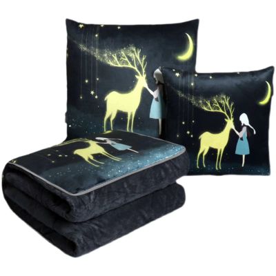 HGTRH Pillow Blanket 2 in 1,Openable Throw Pillows for Bed, Throw Blanket and Pillow Set for Couch, Foldable Portable Travel Blanket for Airplane Office Carnapping