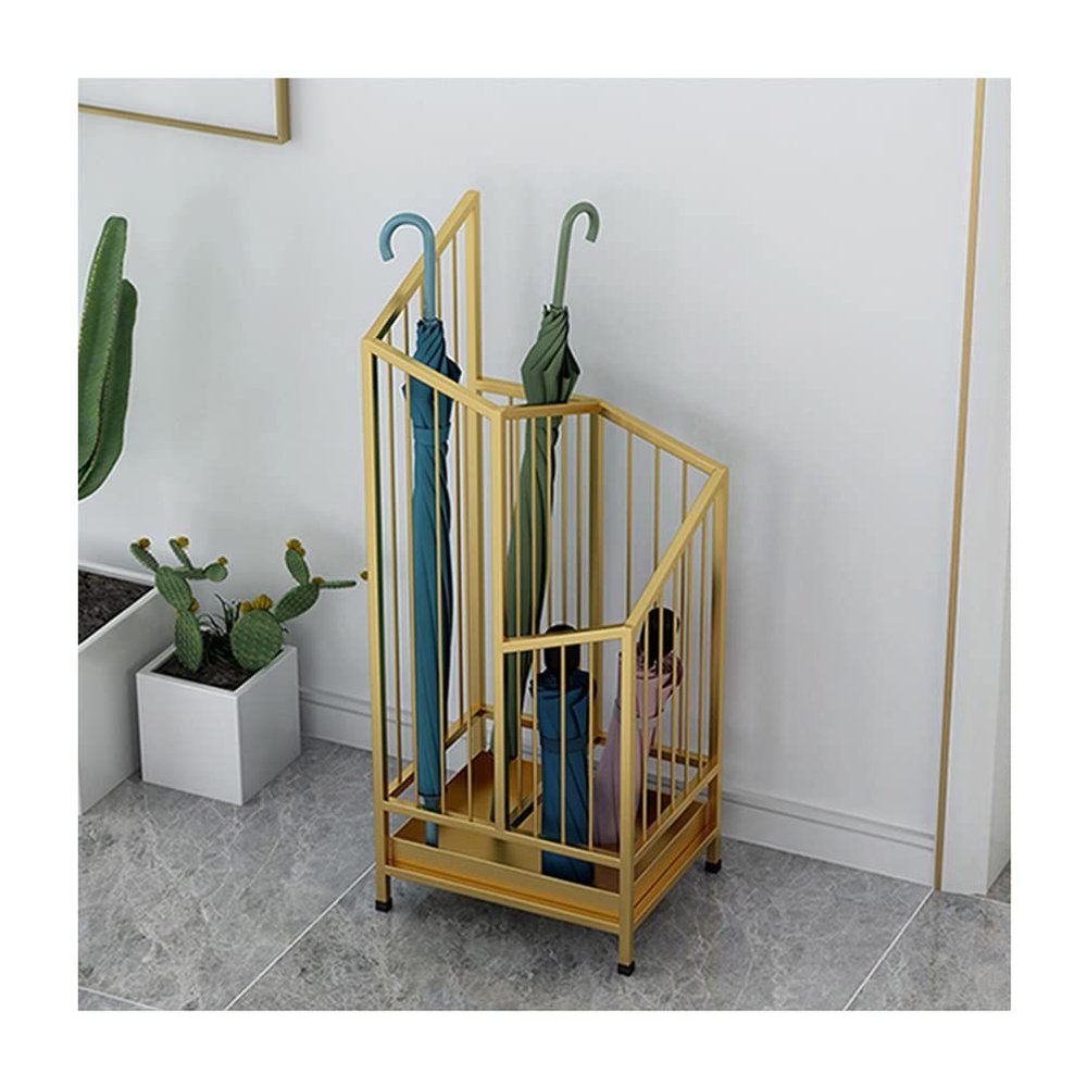 Umbrella Stand Racks Golden Commercial Umbrella Holder, Large Modern Umbrella Organizer with Drip Tray, Storage Basket for 12-24 Umbrellas (Size : 25x20x62cm)