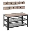 HOOBRO Hall Tree Entryway Storage Bench, Coat Rack Shoe Bench, Shoe Rack Organizer with Coat Hooks, 3-in-1 Design, Wooden Furniture with Metal Frame, Greige and Black BG17MT01 view 1