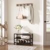 HOOBRO Hall Tree Entryway Storage Bench, Coat Rack Shoe Bench, Shoe Rack Organizer with Coat Hooks, 3-in-1 Design, Wooden Furniture with Metal Frame, Greige and Black BG17MT01 view 3