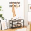 HOOBRO Hall Tree Entryway Storage Bench, Coat Rack Shoe Bench, Shoe Rack Organizer with Coat Hooks, 3-in-1 Design, Wooden Furniture with Metal Frame, Greige and Black BG17MT01 view 4