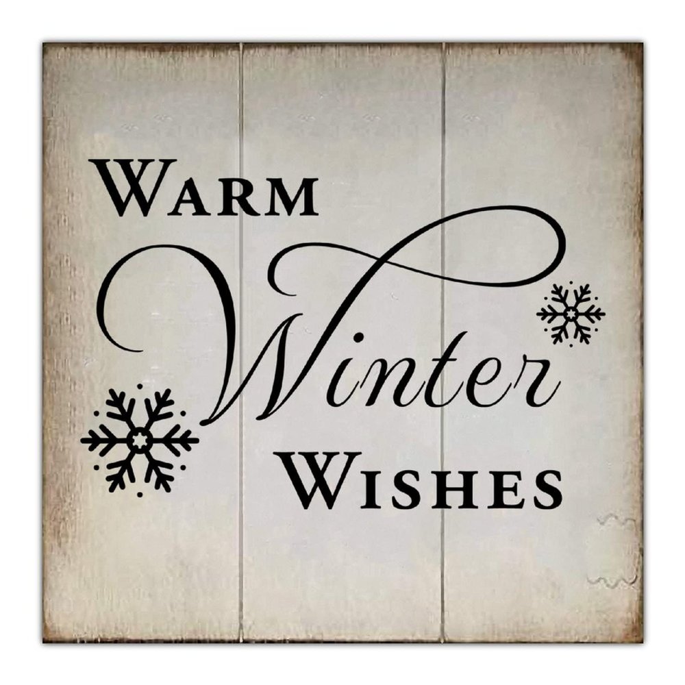 Aihesui Rustic Wood Signs Modern Home Wall Hanging Christmas Saying Warm Winter Wishes Plaque Use for Living Room Kitchen Batheroom Bedroom Office School 16x16inch