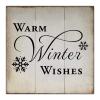 Aihesui Rustic Wood Signs Modern Home Wall Hanging Christmas Saying Warm Winter Wishes Plaque Use for Living Room Kitchen Batheroom Bedroom Office School 16x16inch view 1