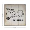 Aihesui Rustic Wood Signs Modern Home Wall Hanging Christmas Saying Warm Winter Wishes Plaque Use for Living Room Kitchen Batheroom Bedroom Office School 16x16inch view 2