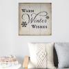 Aihesui Rustic Wood Signs Modern Home Wall Hanging Christmas Saying Warm Winter Wishes Plaque Use for Living Room Kitchen Batheroom Bedroom Office School 16x16inch view 4