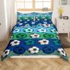 3D Football Bedding Set Twin Size for Kids Boys Bedroom,Sports Games Bed Duvet Cover Set,Blue Green Stripes Comforter Cover Reversible Modern Soccer Design Decor 2 Pcs 1 Duvet Cover with 1 Pillowcase view 1