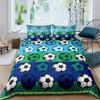 3D Football Bedding Set Twin Size for Kids Boys Bedroom,Sports Games Bed Duvet Cover Set,Blue Green Stripes Comforter Cover Reversible Modern Soccer Design Decor 2 Pcs 1 Duvet Cover with 1 Pillowcase view 3