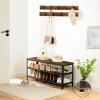 HOOBRO Hall Tree Entryway Storage Bench, Coat Rack Shoe Bench, Shoe Rack Organizer with Coat Hooks, 3-in-1 Design, Wooden Furniture with Metal Frame, Rustic Brown and Black BF171MT01 view 2