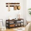 HOOBRO Hall Tree Entryway Storage Bench, Coat Rack Shoe Bench, Shoe Rack Organizer with Coat Hooks, 3-in-1 Design, Wooden Furniture with Metal Frame, Rustic Brown and Black BF171MT01 view 4