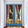 Rooster Sunflower French Sidelight Front Door Curtain for Door Window/Doorways 54"x72", Rustic Red Farm Barn Yellow Floral Kitchen Small Side Back Window Door Rod Pocket Drape Panel Curtain view 3
