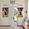 Rooster Sunflower French Sidelight Front Door Curtain for Door Window/Doorways 54"x40", Rustic Red Farm Barn Yellow Floral Kitchen Small Side Back Window Door Rod Pocket Drape Panel Curtain view 3