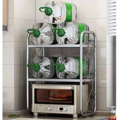 2 Tier 304 Stainless Steel Microwave Storage Shelving Unit Rack Organizer Shelves for Kitchen Counter Organiser Printer Stand, Silver