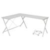 Acme Demas Wooden Top L-Shaped Computer Desk with Computer Holder in White view 1